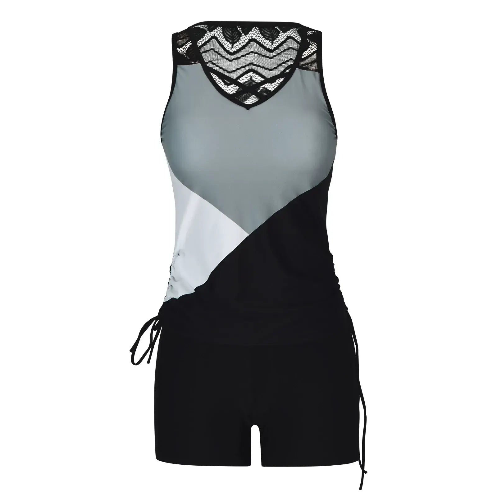 Criss Cross Geometric Tankini Set - image 9