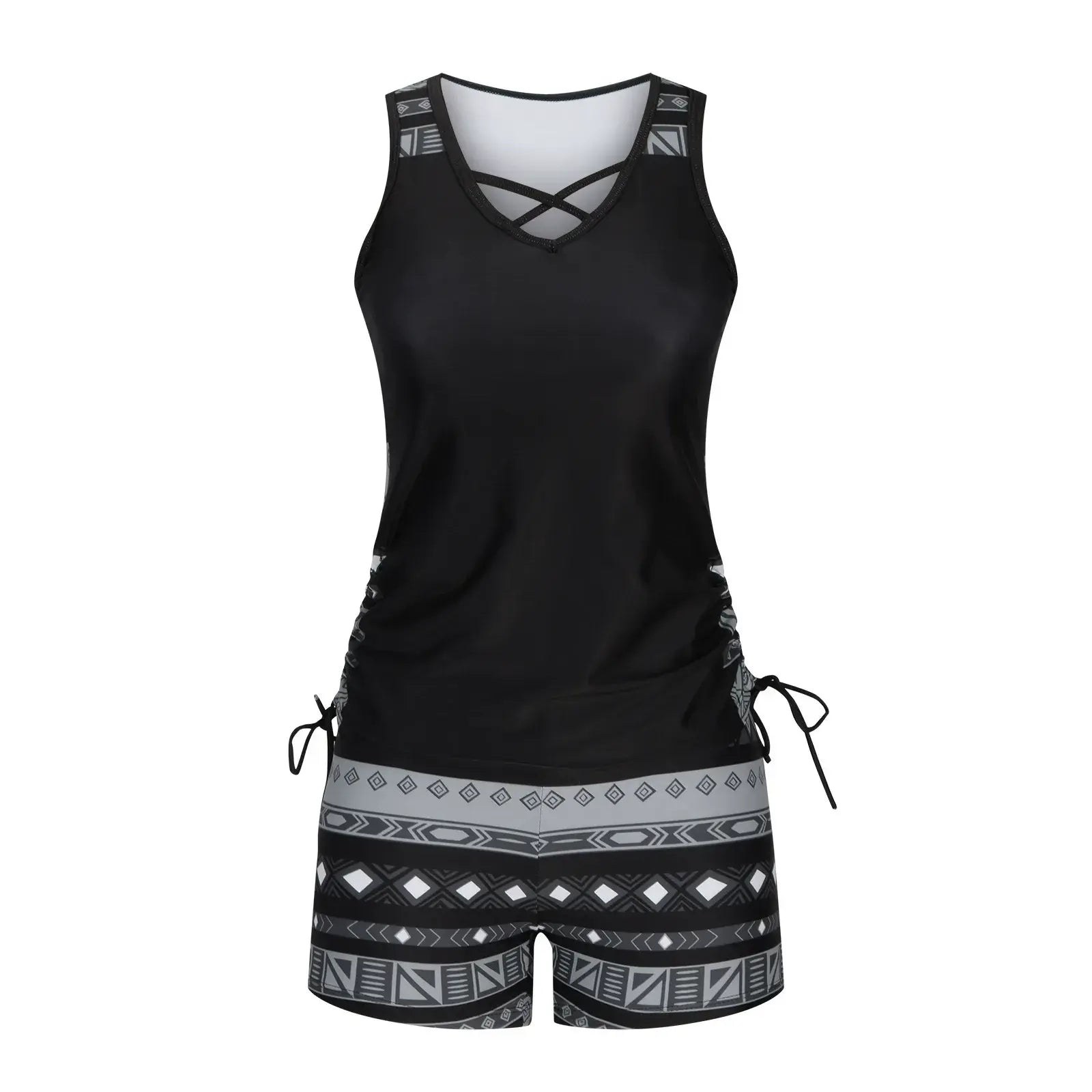 Criss Cross Geometric Tankini Set - image 8