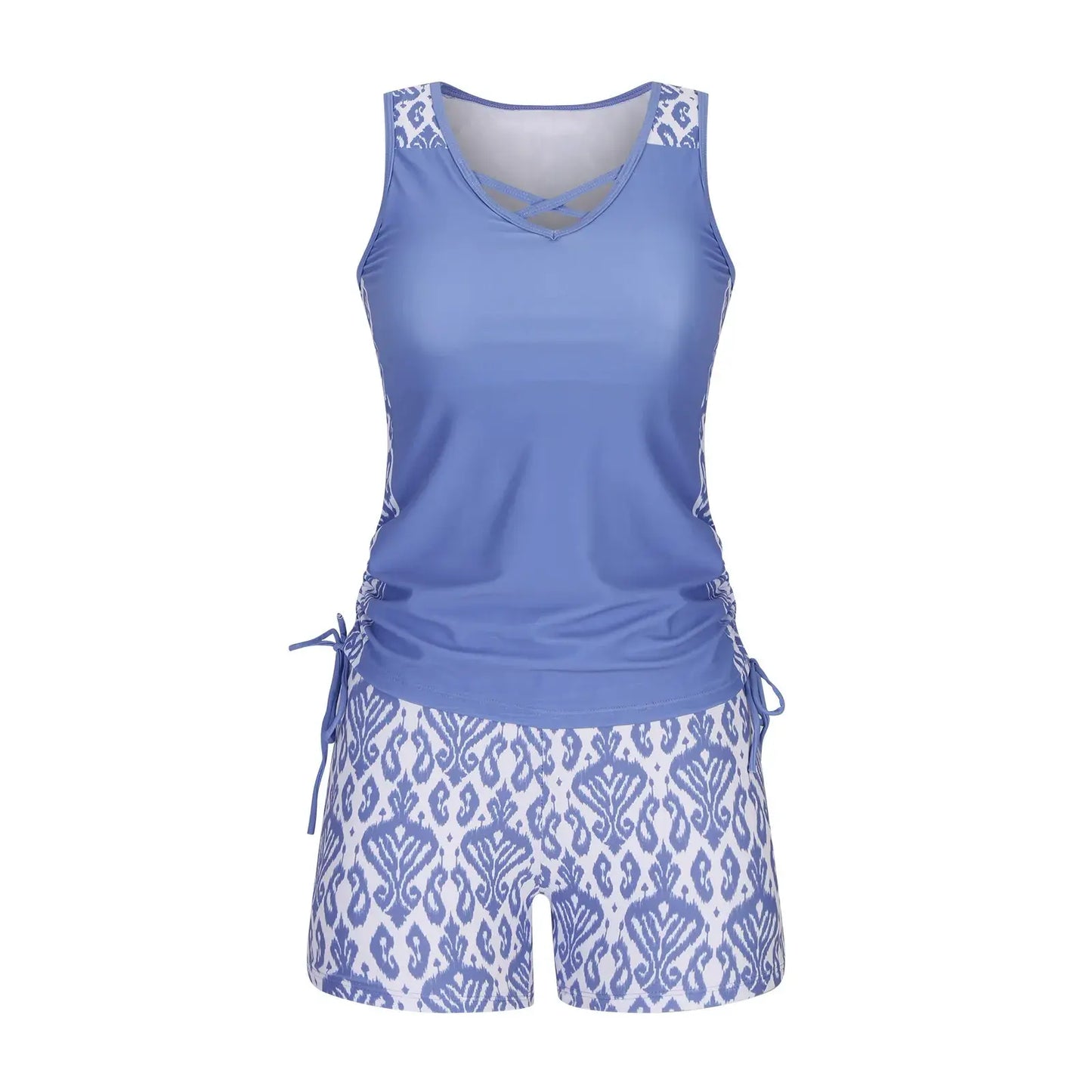Criss Cross Geometric Tankini Set - image 10