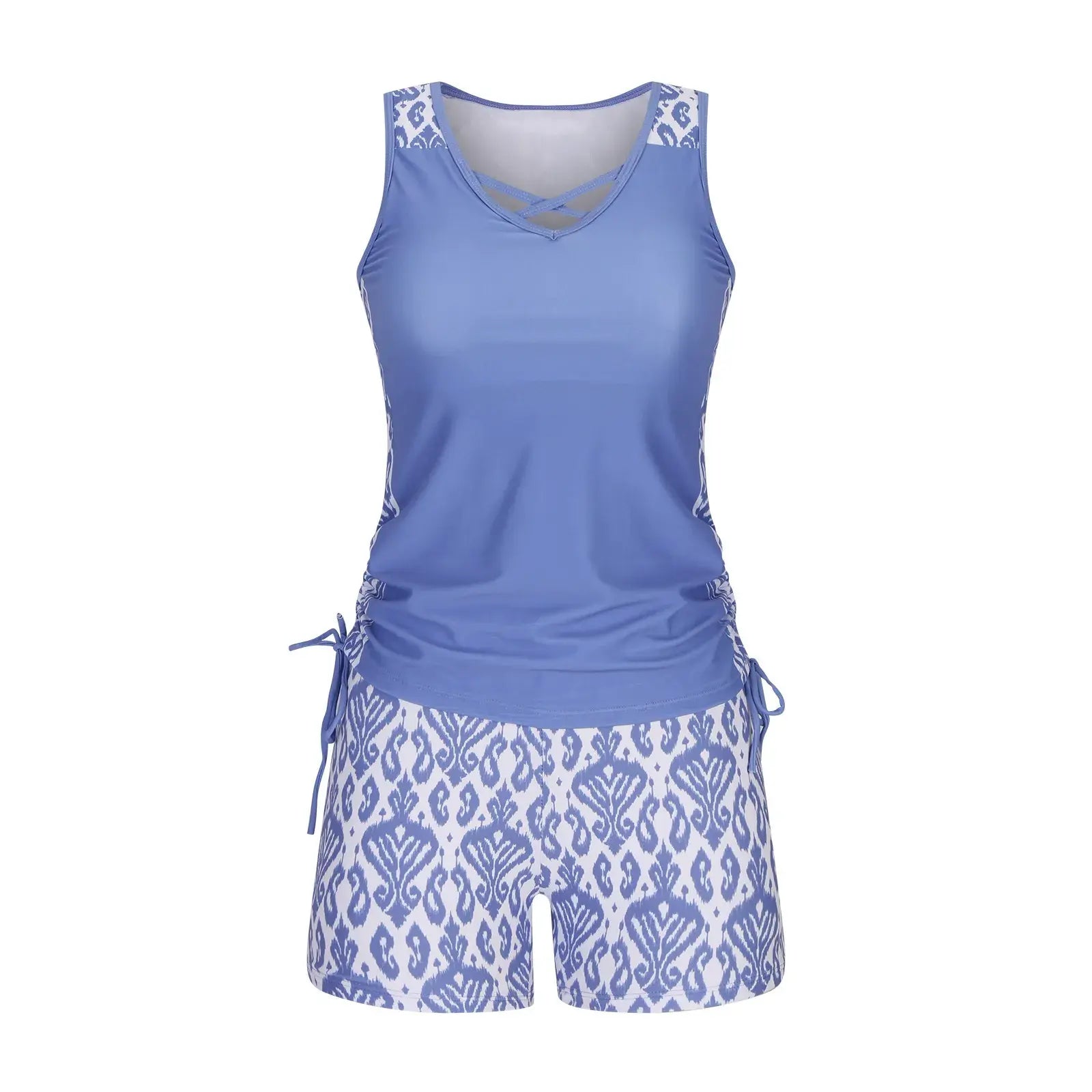 Criss Cross Geometric Tankini Set - image 10