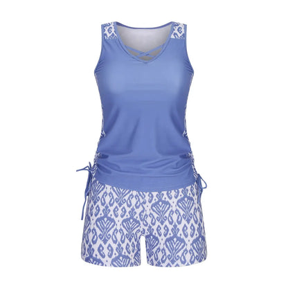 Criss Cross Geometric Tankini Set - image 10