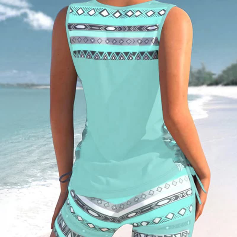 Criss Cross Geometric Tankini Set - image 3