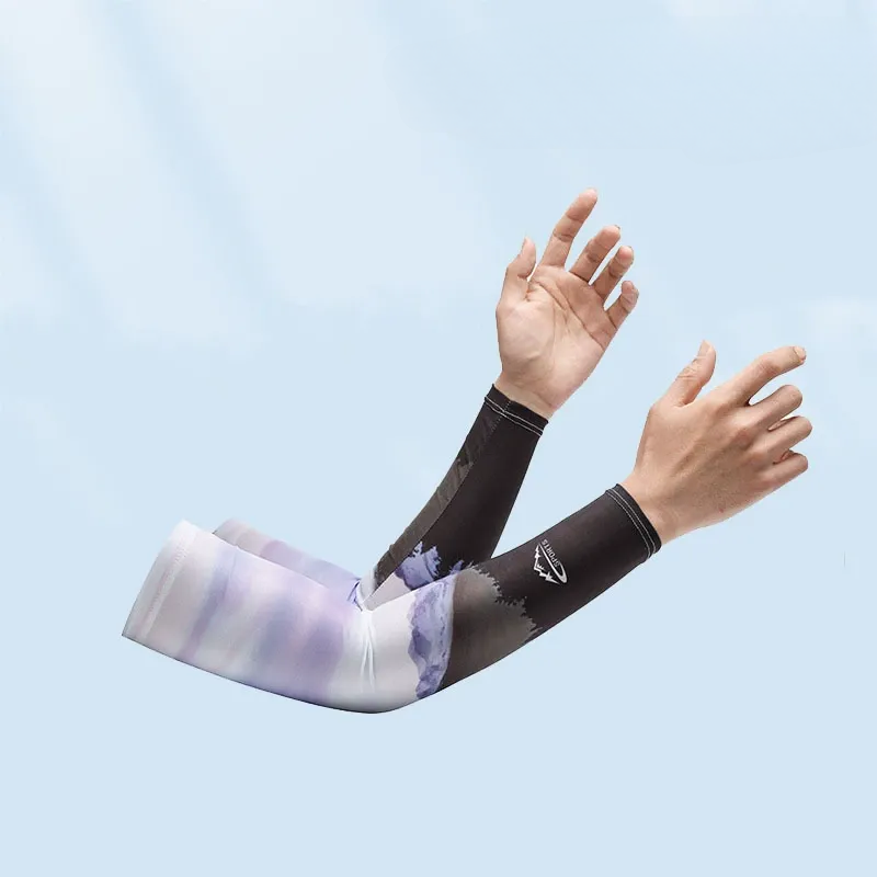 Landscape Printed Cooling Arm Sleeves(4 Pairs) - Purple - One Size - image 2