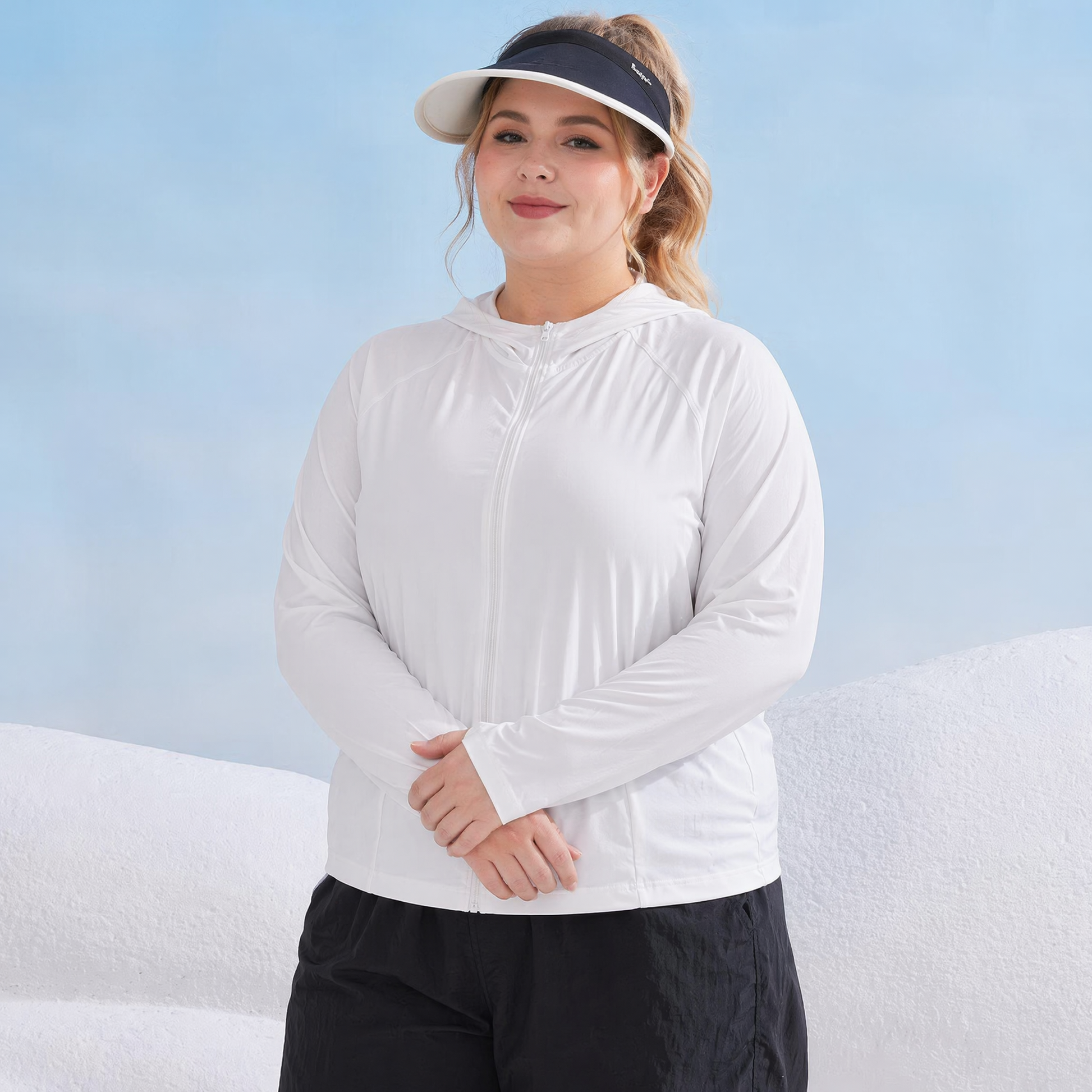 Lightweight Hooded Zip Sun Protection Jacket - White - 2XL - image 6