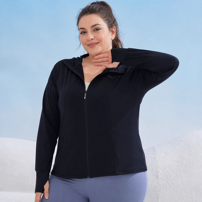 Lightweight Hooded Zip Sun Protection Jacket - Black - 2XL - image 3