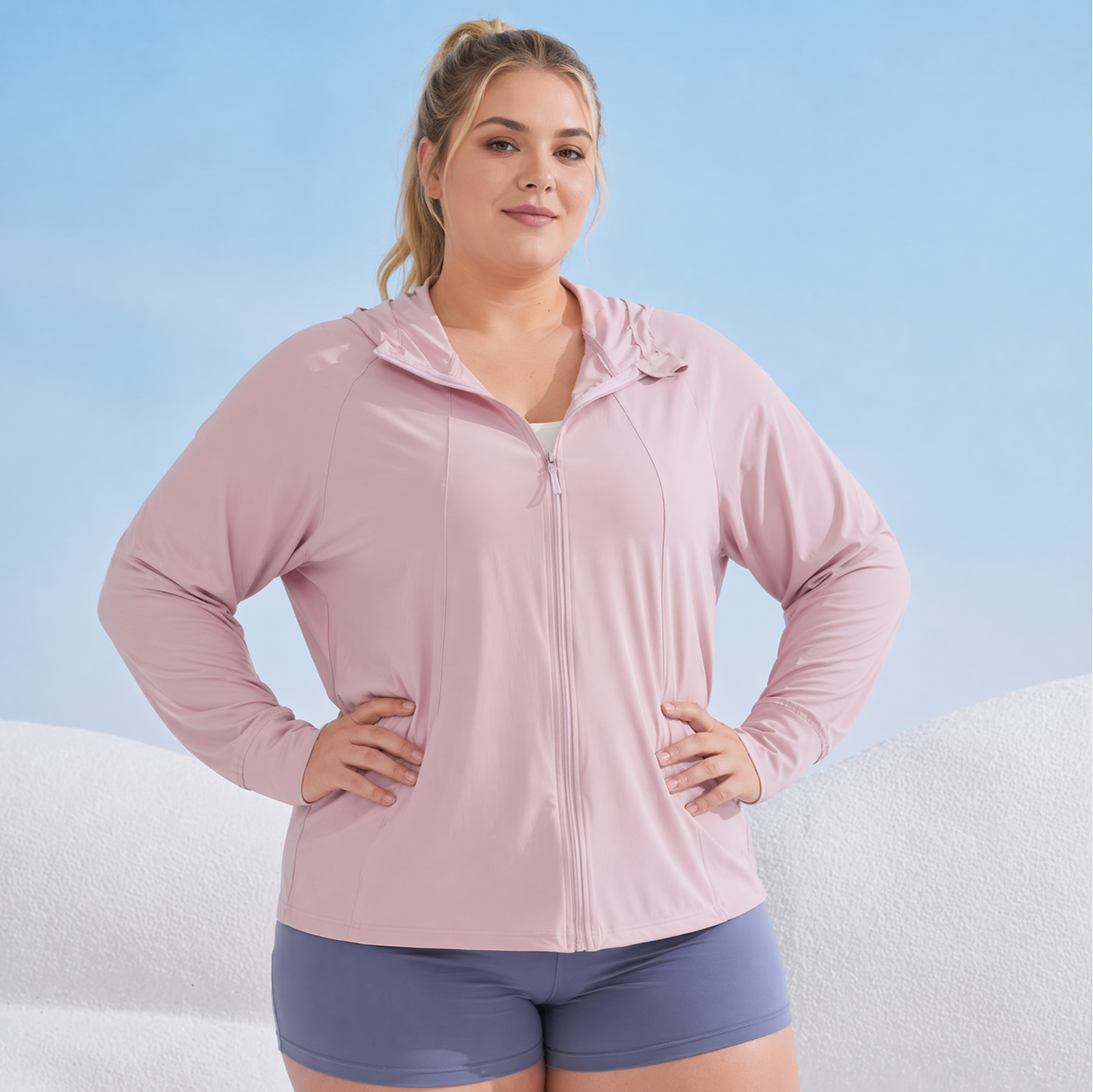 Lightweight Hooded Zip Sun Protection Jacket - Pink - 2XL - image 4