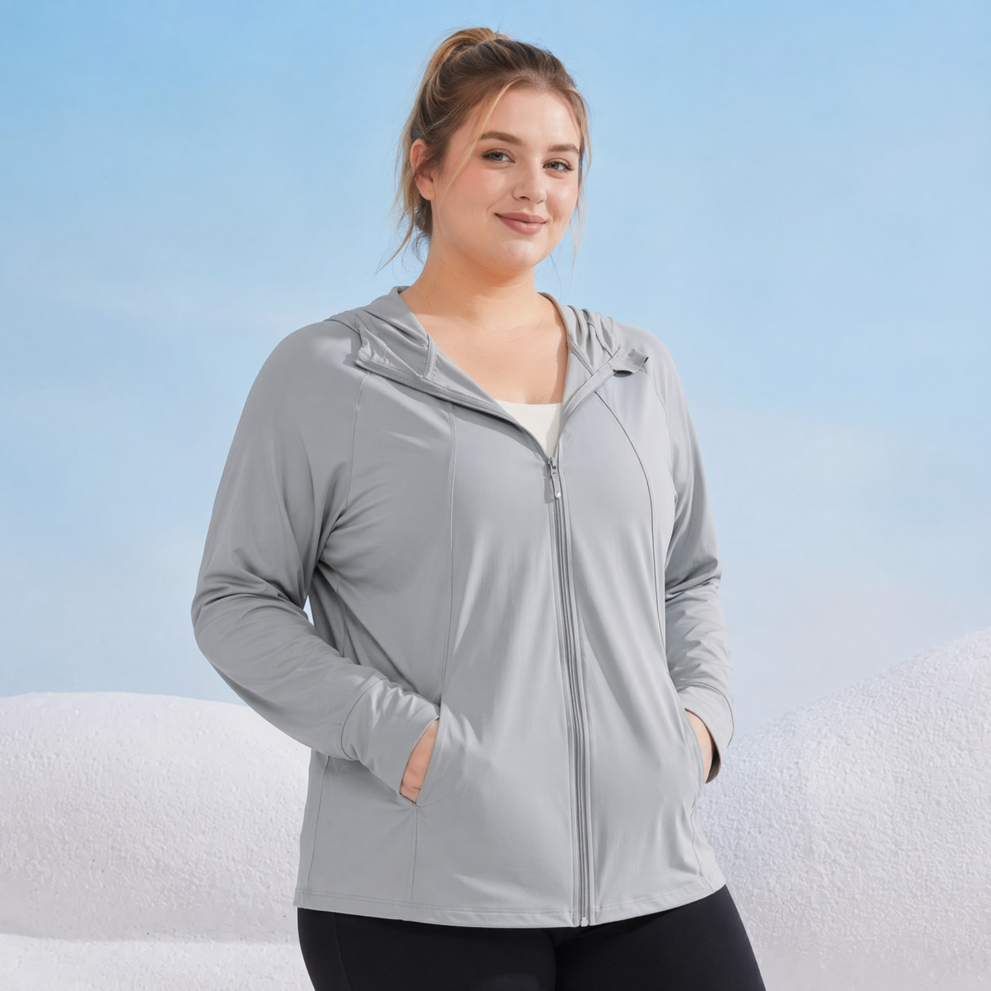 Lightweight Hooded Zip Sun Protection Jacket - Grey - 2XL - image 0