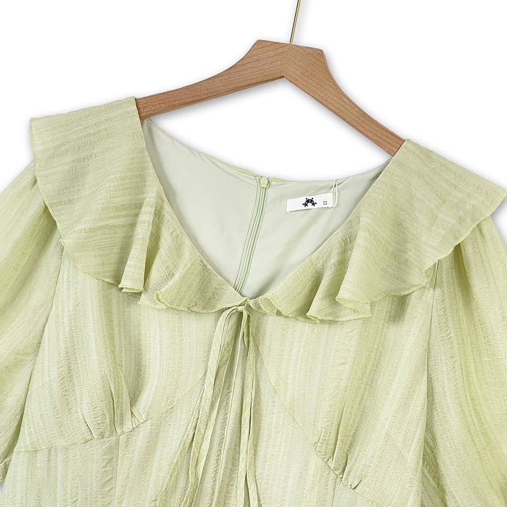 Romantic Frill Collar Puff Sleeve Maxi Dress - image 1