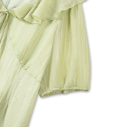 Romantic Frill Collar Puff Sleeve Maxi Dress - image 2