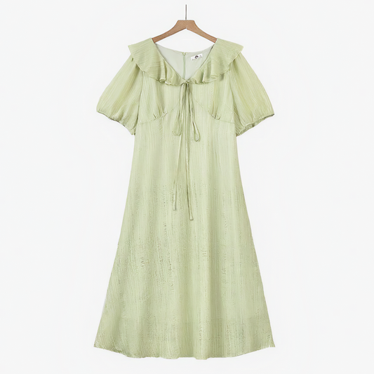 Romantic Frill Collar Puff Sleeve Maxi Dress - image 0