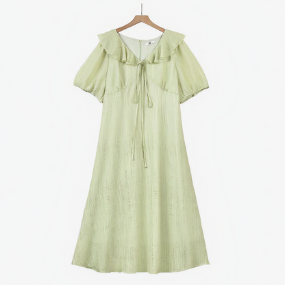 Romantic Frill Collar Puff Sleeve Maxi Dress - image 0