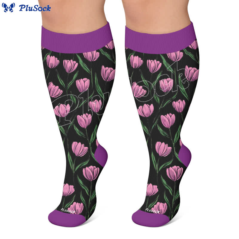 Plus Size Midnight Tulip Compression Socks - image 5