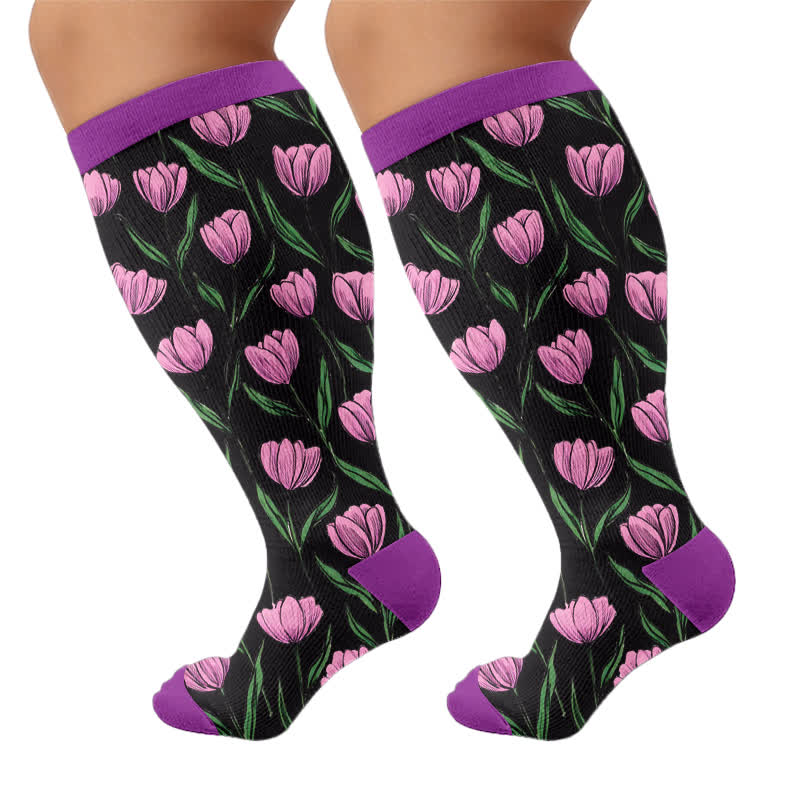 Plus Size Midnight Tulip Compression Socks - image 8
