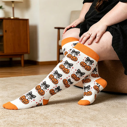 Plus Size Festive Bow Compression Socks - Yellow(1 Pair) - 4XL - image 3