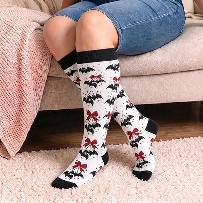 Plus Size Festive Bow Compression Socks - Black(1 Pair) - 4XL - image 2