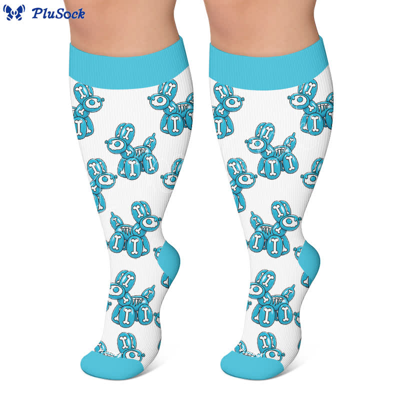 Plus Size Balloon Dog Skull Compression Socks - image 7