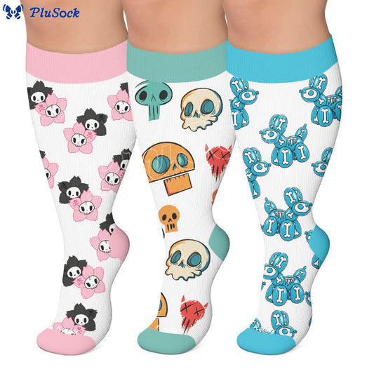 Plus Size Balloon Dog Skull Compression Socks - image 0