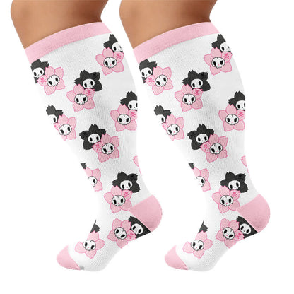 Plus Size Balloon Dog Skull Compression Socks - Pink(1 Pair) - 4XL - image 8