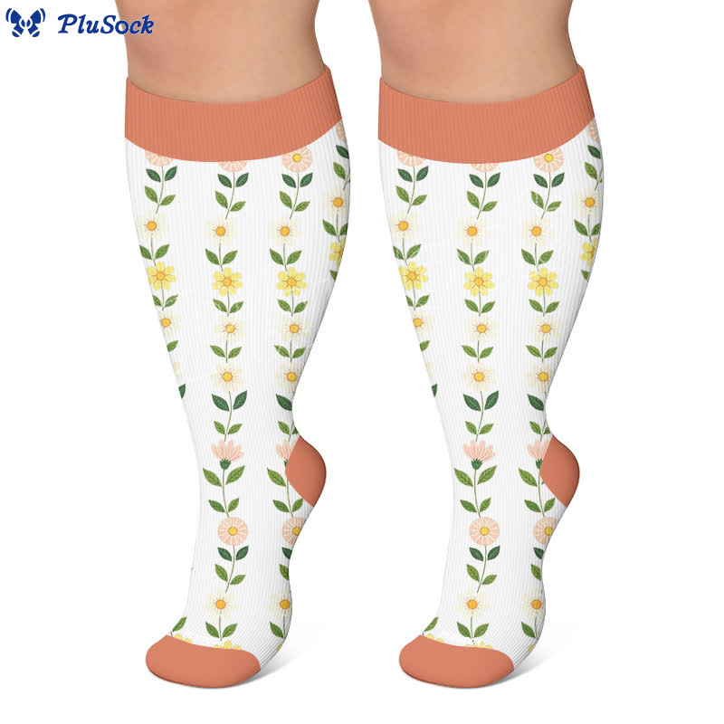 Plus Size Floral Ribbed Compression Socks - image 6