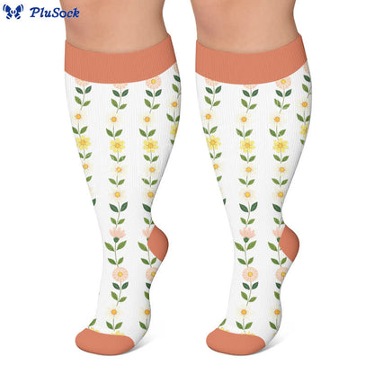 Plus Size Floral Ribbed Compression Socks - image 6