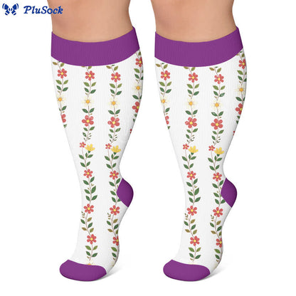Plus Size Floral Ribbed Compression Socks - image 5