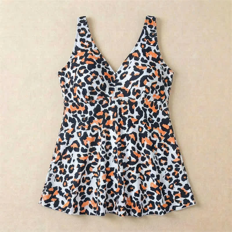 Leopard Flower Print Empire Waist Swim Dress - image 22