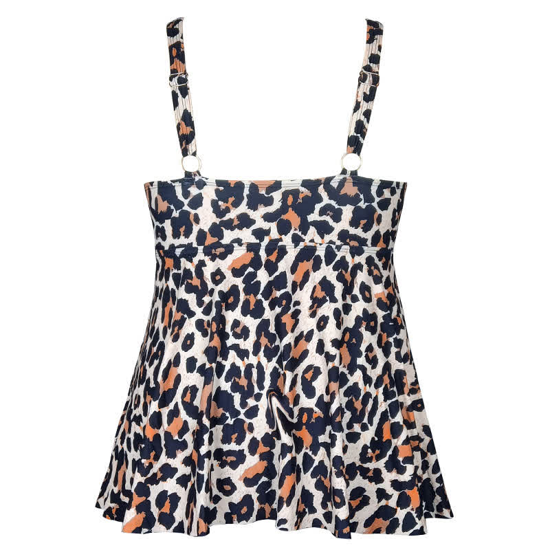 Leopard Flower Print Empire Waist Swim Dress - image 12