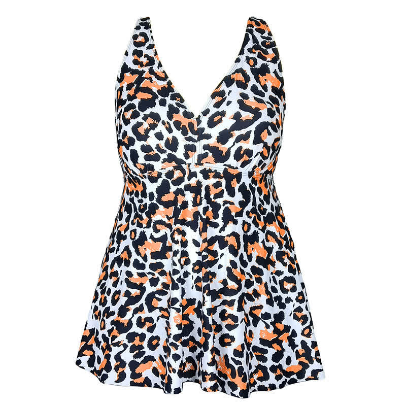 Leopard Flower Print Empire Waist Swim Dress - image 20