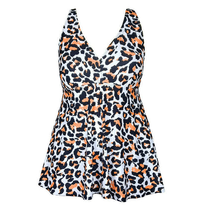 Leopard Flower Print Empire Waist Swim Dress - image 20
