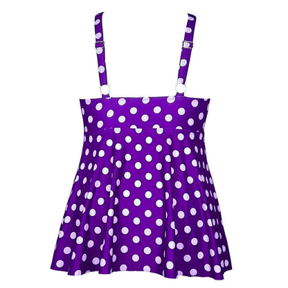 Flower Polka Dot Print V Neck Swim Dress - image 10