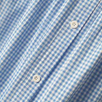 Plus Size Blue Gingham Eyelet Short Sleeve Blouse - image 4