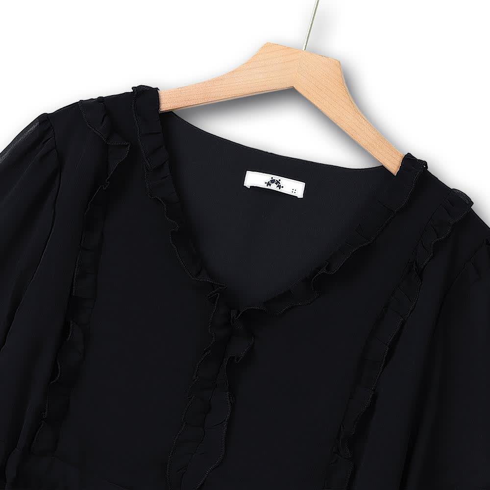 Plus Size Elegant V-Neck Ruffle Tie-Waist Midi Dress - image 1