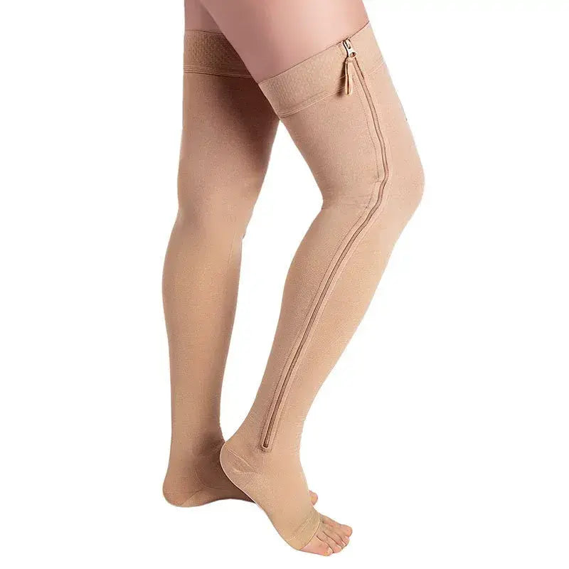 Side-Zip Compression Socks - Nude - 4XL - image 1