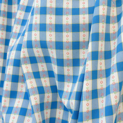 Plus Size Blue Gingham Square Neck Puff Sleeve Midi Dress - image 4