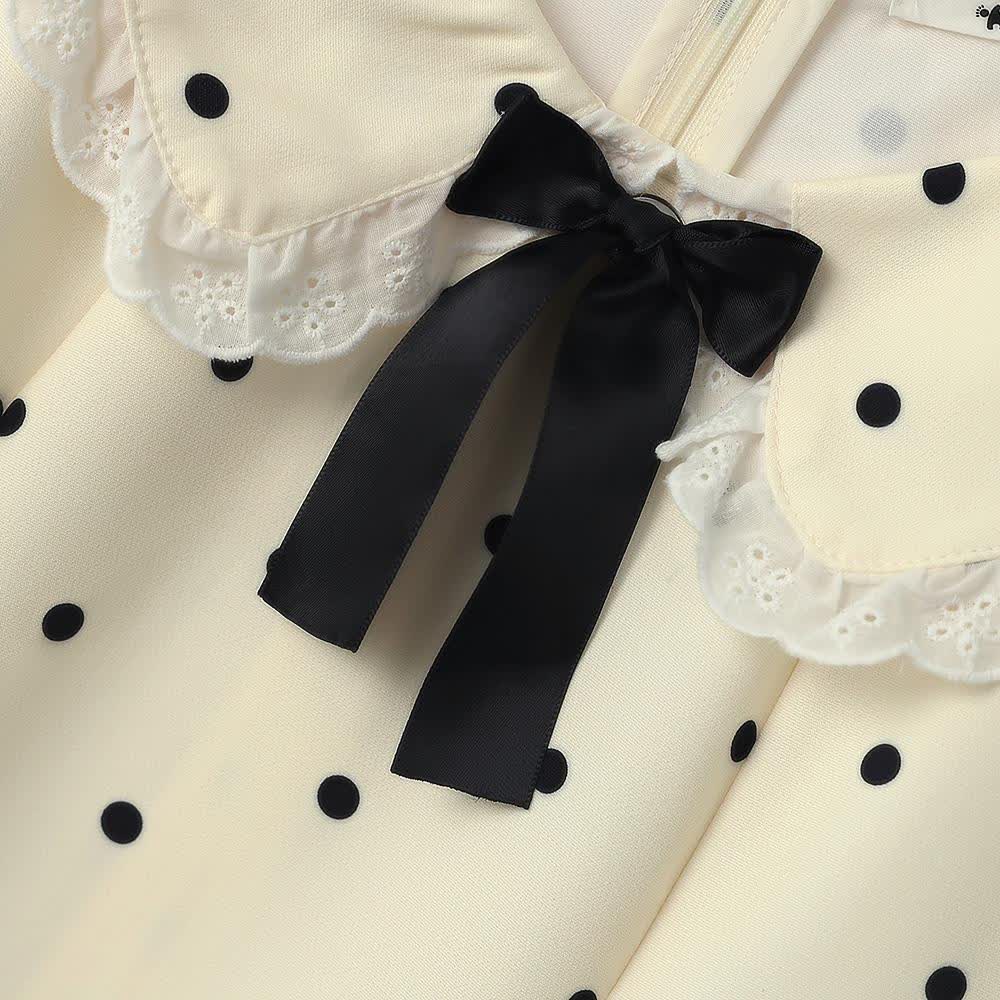 Plus Size Polka Dot Lace Collar Midi Dress - image 3