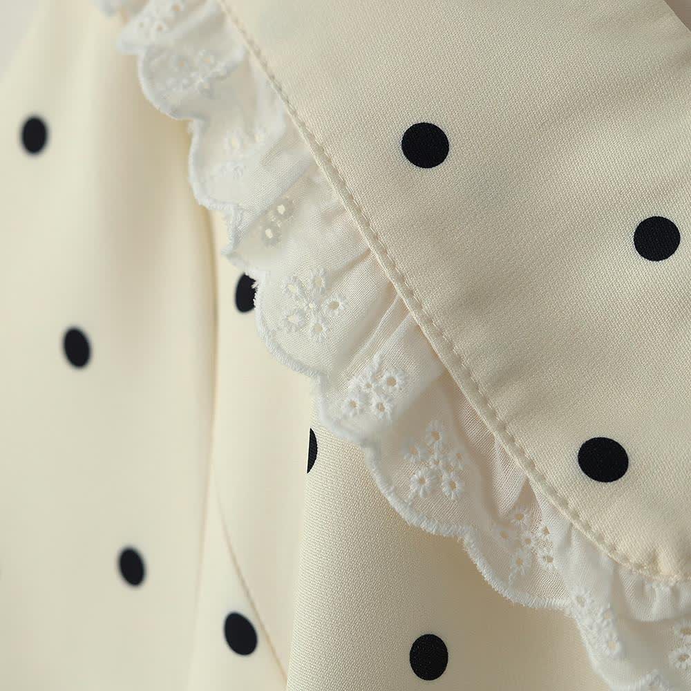 Plus Size Polka Dot Lace Collar Midi Dress - image 6