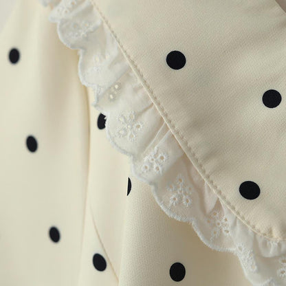 Plus Size Polka Dot Lace Collar Midi Dress - image 6