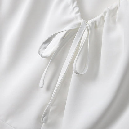 Plus-Size V Neck Tie-Neck Ruffle Peplum Blouse - image 3