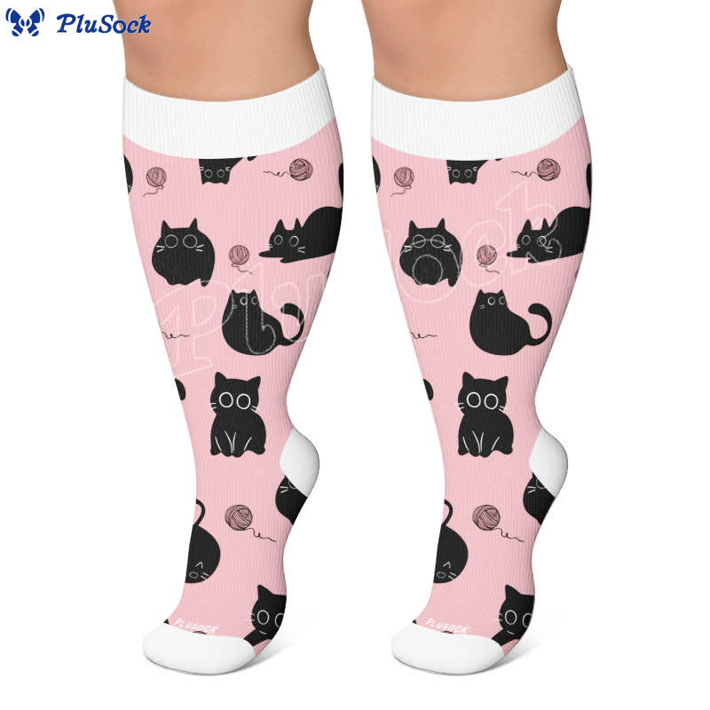 Plus Size Color Pop Cat Compression Socks - image 7