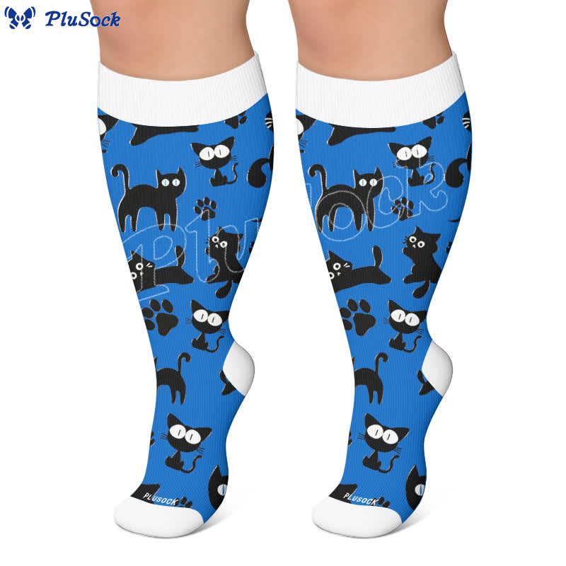 Plus Size Color Pop Cat Compression Socks - image 6