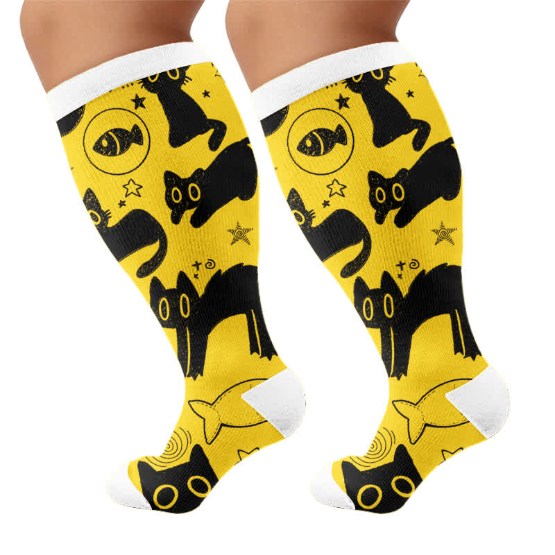 Plus Size Color Pop Cat Compression Socks - image 8