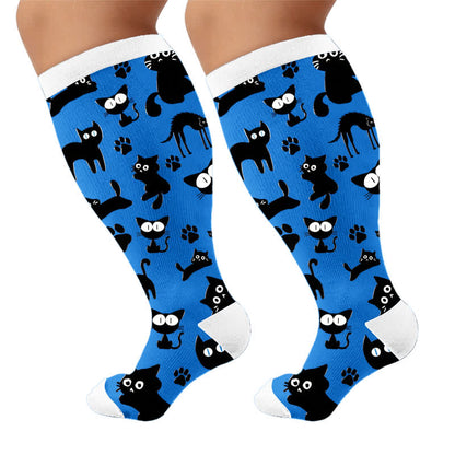 Plus Size Color Pop Cat Compression Socks - image 9
