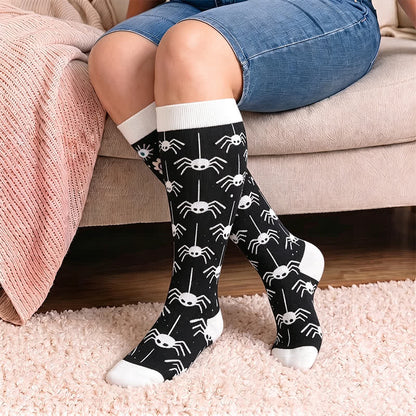 Plus Size Pink Purple Novelty Compression Socks - Black(1 Pair) - 4XL - image 2