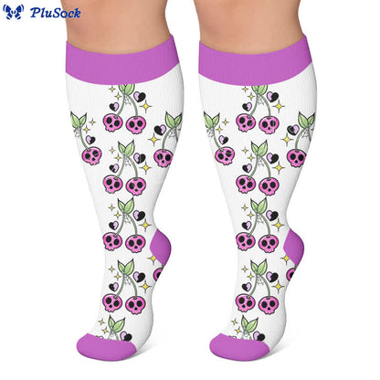 Plus Size Pink Purple Novelty Compression Socks - image 7