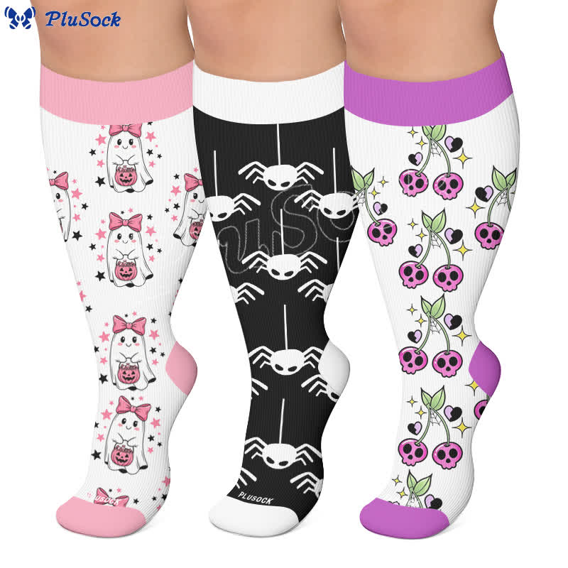 Plus Size Pink Purple Novelty Compression Socks - image 0