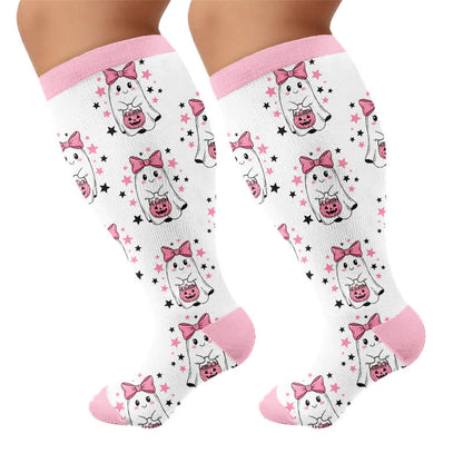 Plus Size Pink Purple Novelty Compression Socks - image 8