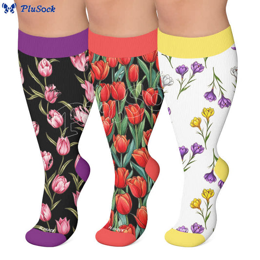 Plus Size Cottage Floral Compression Socks - image 0