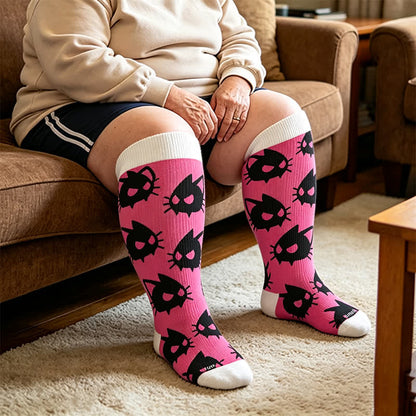 Plus Size Cartoon Alt Compression Socks - Pink(1 Pair) - 4XL - image 3