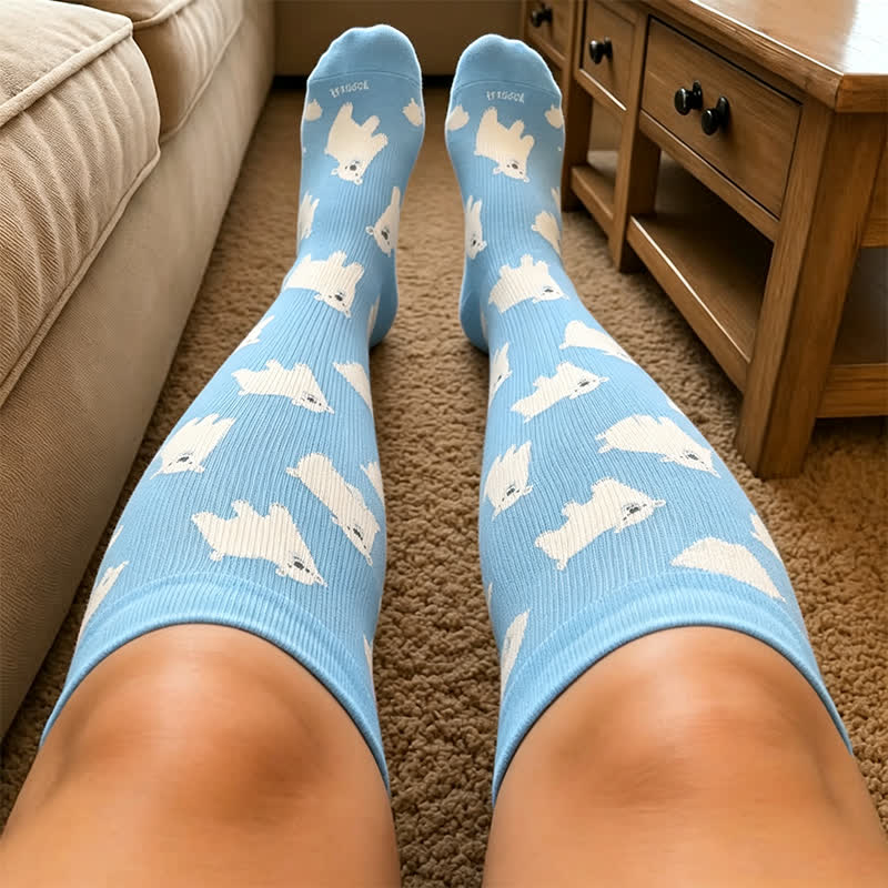 Plus Size Cartoon Flower & Animal Print Compression Socks - image 1