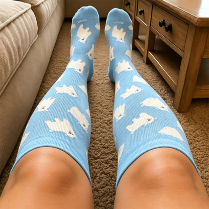 Plus Size Cartoon Flower & Animal Print Compression Socks - image 1